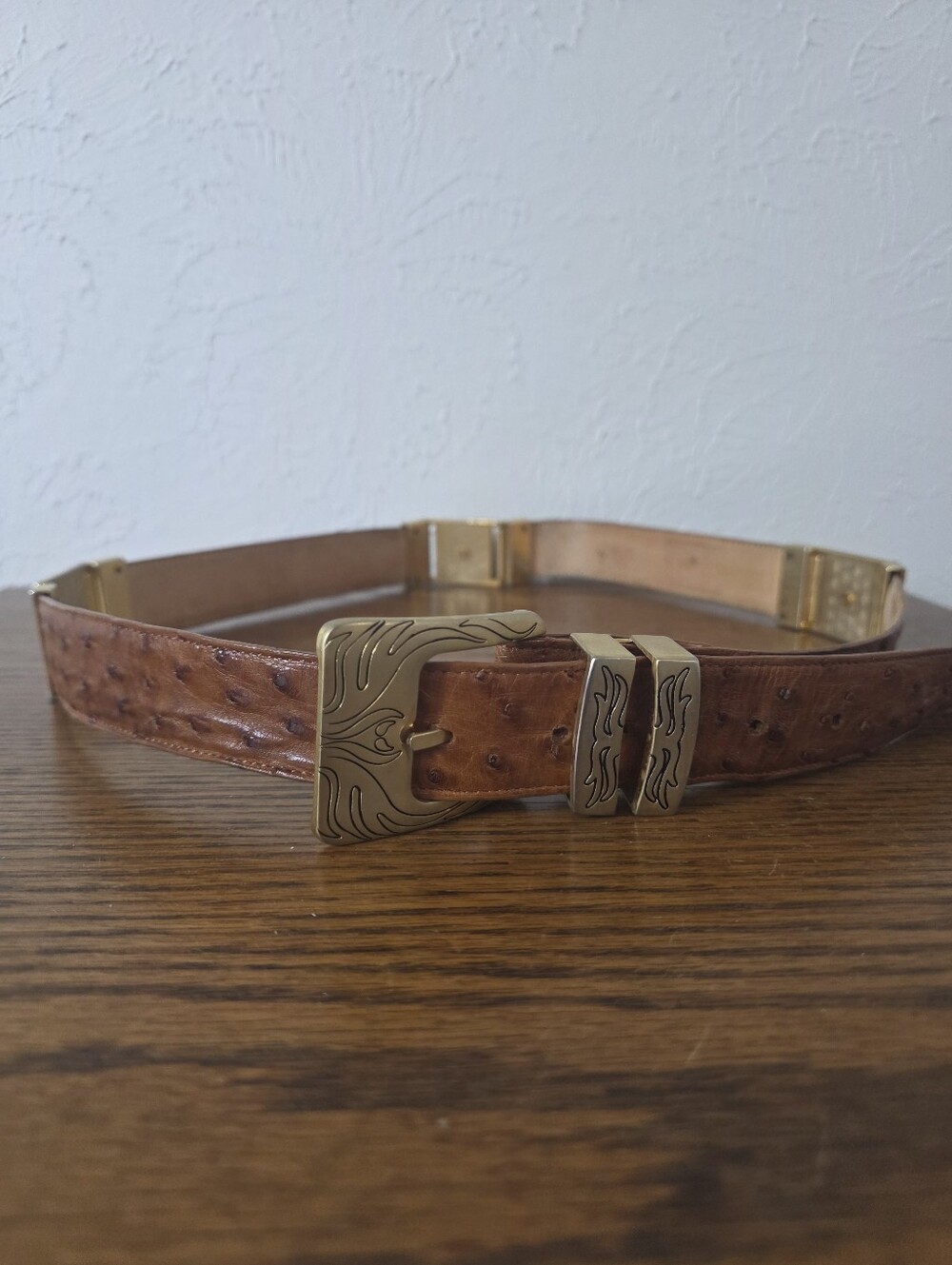 Vintage Cuadra Genuine Ostrich Skin Western Multi-link Belt Size 38 Mexico